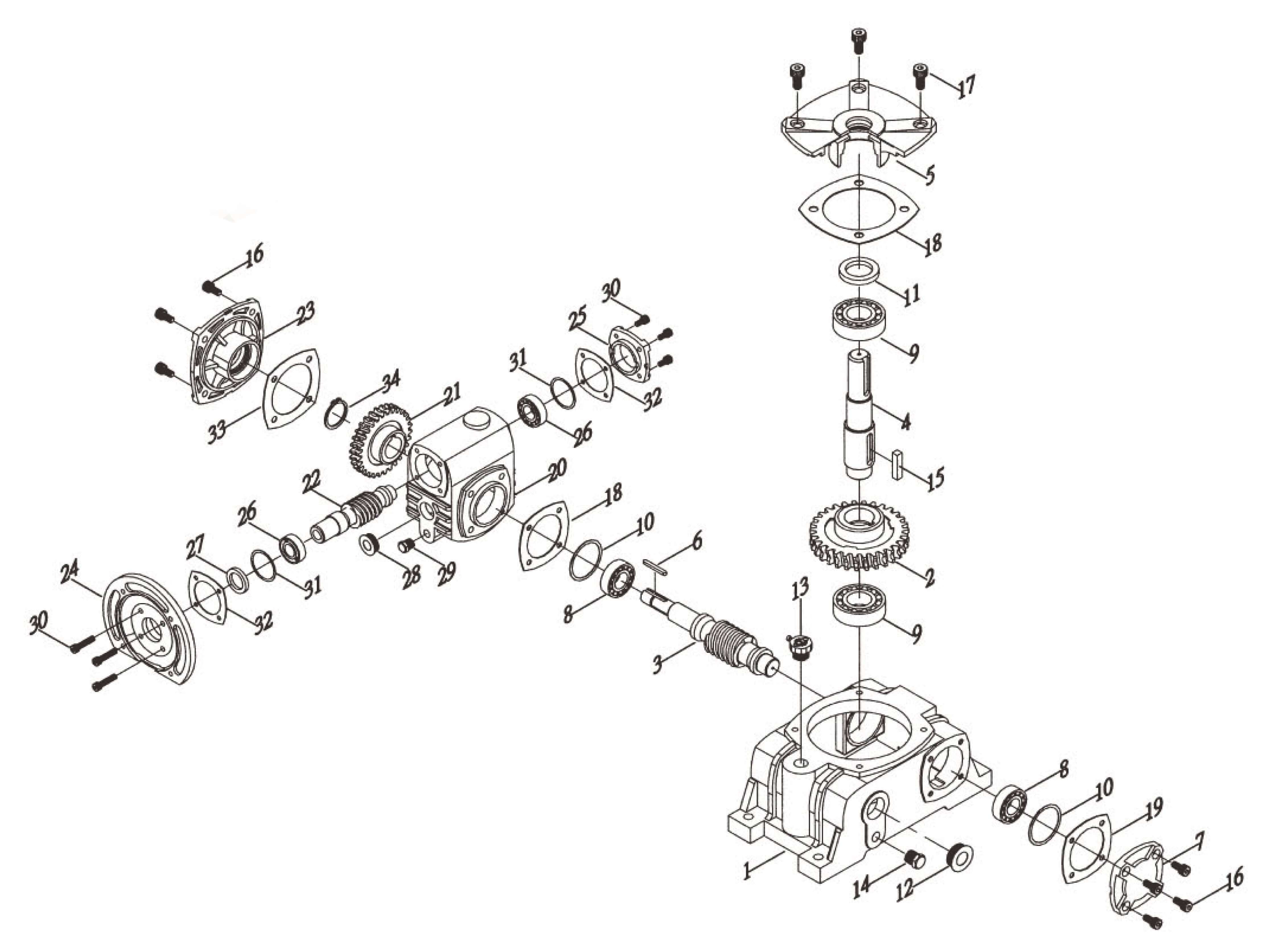 Two-Stage Worm Gear Reducer (Worm Worm) - RGL